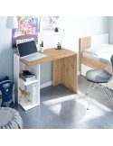Mesa de escritorio Kenia – Melamina Roble Nodi y Blanco Artik