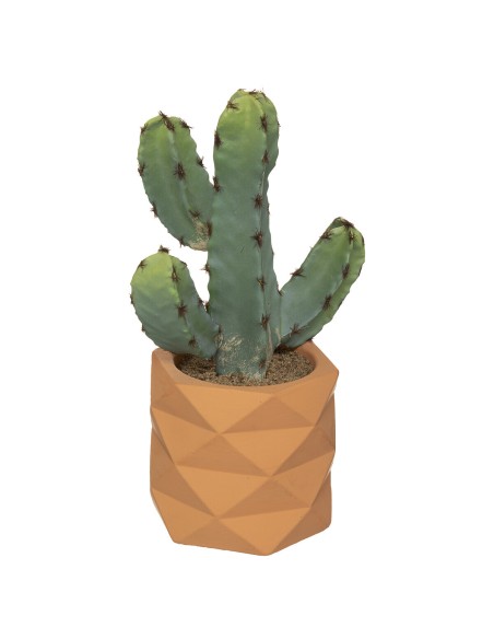 Cactus artificial con maceta geométrica terracota – 24 cm