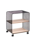 Estantería auxiliar con ruedas de 2 estantes de metal y MDF – 43,5x28x52 cm