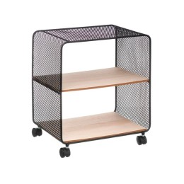 Estantería auxiliar con ruedas de 2 estantes de metal y MDF – 43,5x28x52 cm