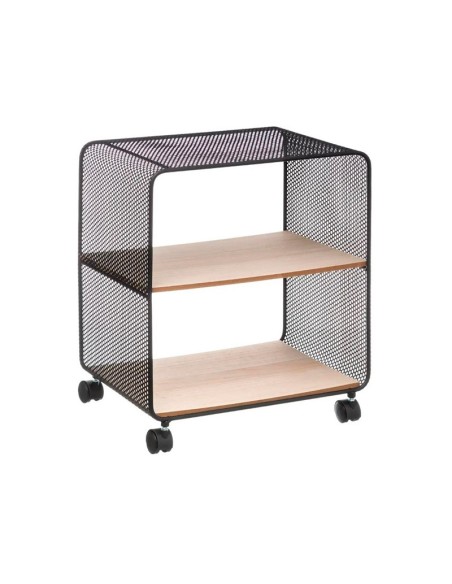 Estantería auxiliar con ruedas de 2 estantes de metal y MDF – 43,5x28x52 cm