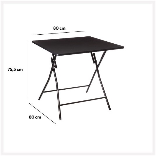 Mesa Plegable Negra de Metal y MDF
