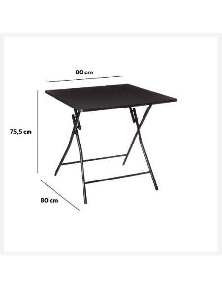 Mesa Plegable Negra de Metal y MDF