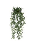 Composición de plantas artificiales con maceta de cemento – suculenta y colgante, 33 cm