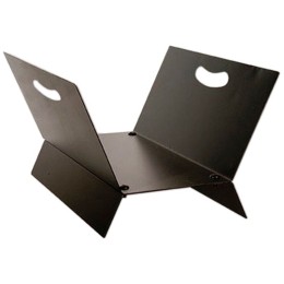 Cesta metálica moderna para leña con asas, ideal para chimenea o estufa