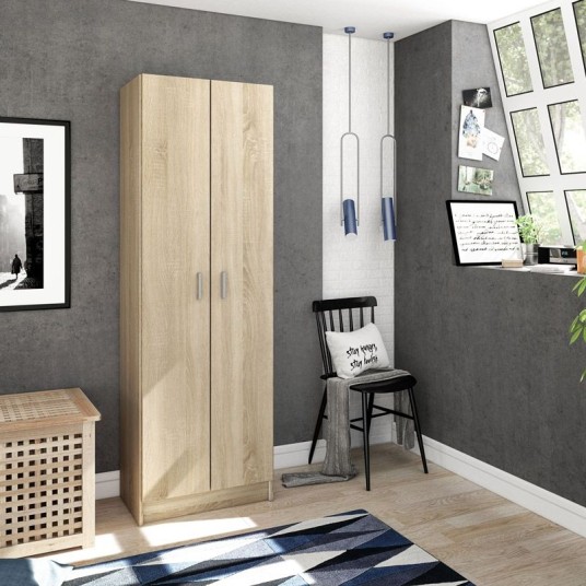 Armario multiusos con 2 puertas en acabado roble