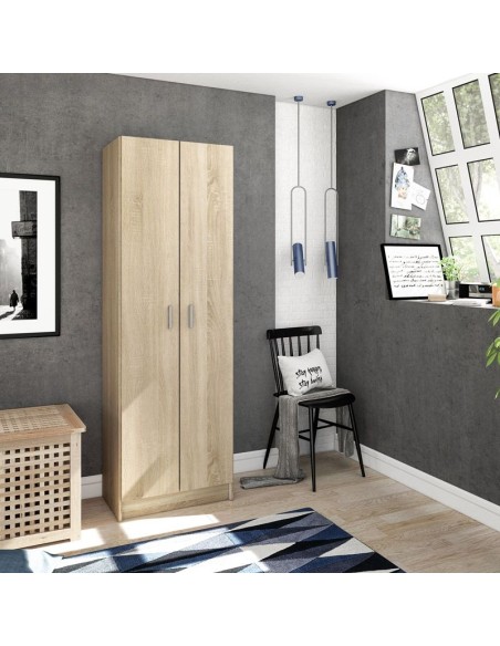 Armario multiusos con 2 puertas en acabado roble
