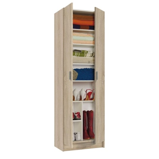 Armario multiusos con 2 puertas en acabado roble