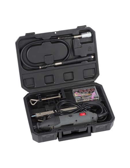 Multiherramienta rotativa 135W con 40 accesorios, eje flexible y soporte
