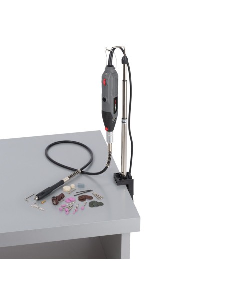 Multiherramienta rotativa 135W con 40 accesorios, eje flexible y soporte