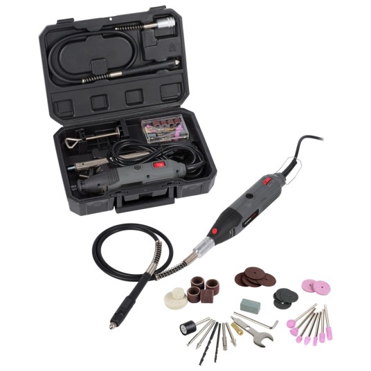 Multiherramienta rotativa 135W con 40 accesorios y eje flexible