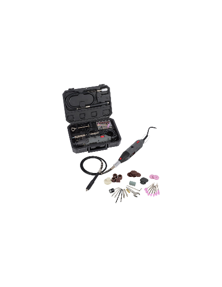 Multiherramienta rotativa 135W con 40 accesorios, eje flexible y soporte