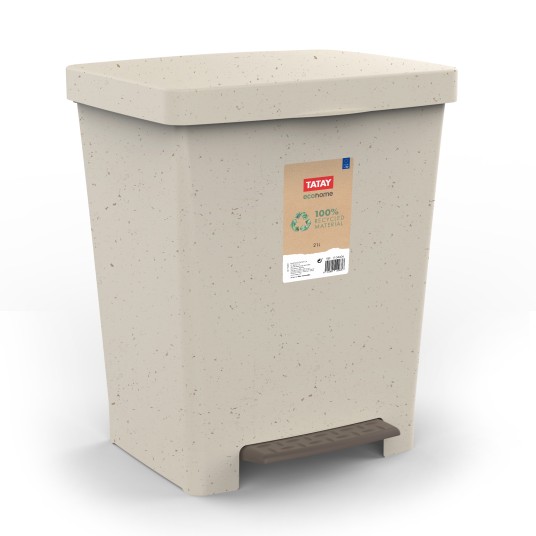 Cubo de basura Eco Cubik de 23 litros con pedal y acabado piedra