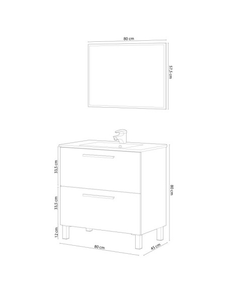 Mueble de baño Athena 2 cajones con espejo