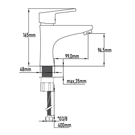 GRIFO DE  LAVABO BIDASOA NEGRO