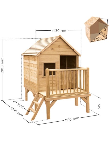 Casita Infantil Elevada Winny de Madera con Terraza