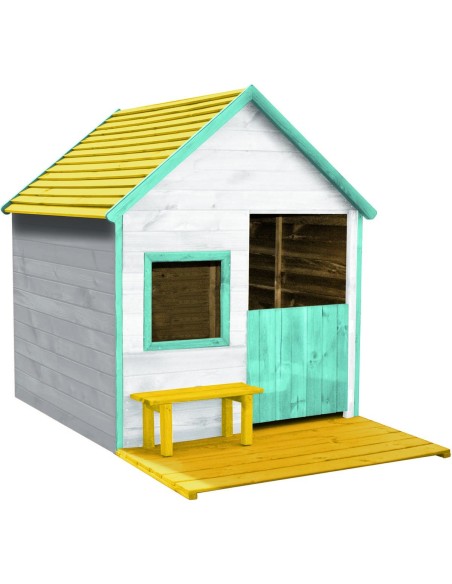 Casita Infantil de Madera Heidi con Terraza y Banco