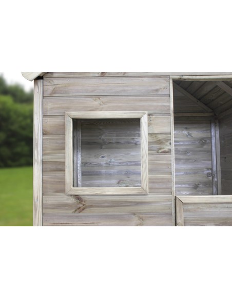 Casita Infantil de Madera Heidi con Terraza y Banco