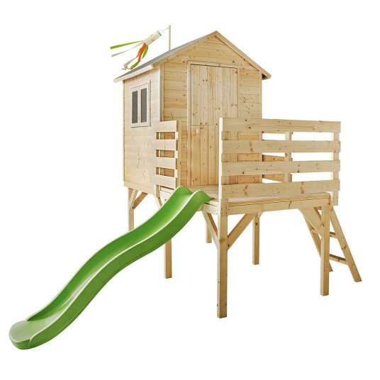 Casita de madera infantil Josephine elevada con tobogán