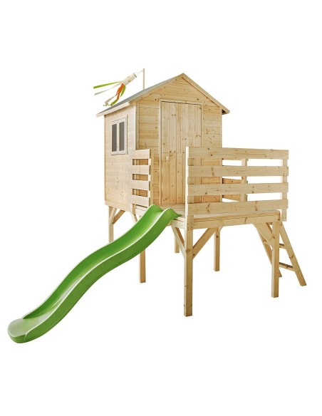Casita de madera infantil Josephine elevada con tobogán