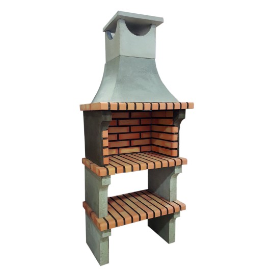 Barbacoa L-Art con chimenea, ladrillo y cemento liso
