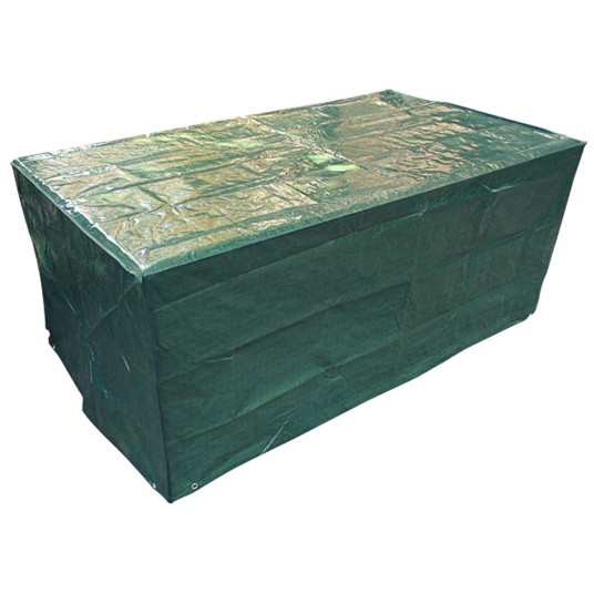 Funda protectora verde para mesa y sillas de jardín, resistente al agua y rayos UV, tamaño 225x143x90 cm