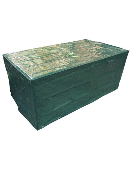 Funda protectora verde para mesa y sillas de jardín, resistente al agua y rayos UV, tamaño 225x143x90 cm