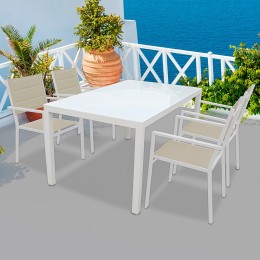 mesa de jardín Brasilia aluminio y cristal para 6 personas