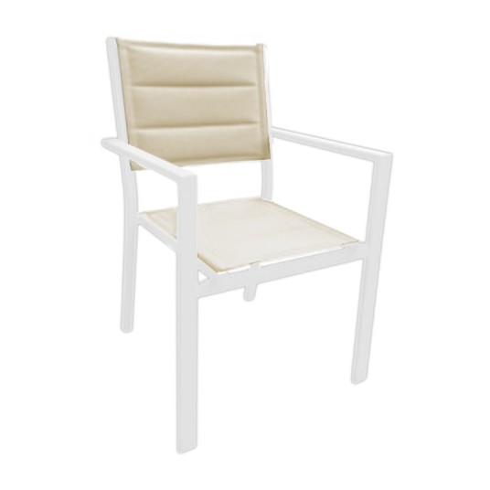 silla de jardín Brasilia aluminio blanco textilene acolchado