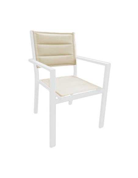 silla de jardín Brasilia aluminio blanco textilene acolchado