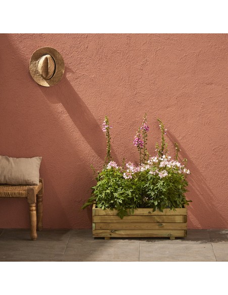Jardinera Rústica Rectangular de Madera de Pino 63L