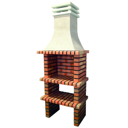 Barbacoa Brick I en ladrillo y cemento refractario con campana y brasero.