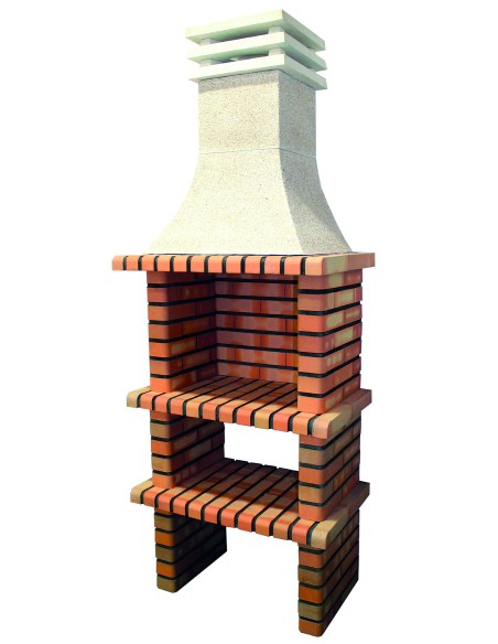 Barbacoa Brick I en ladrillo y cemento refractario con campana y brasero.