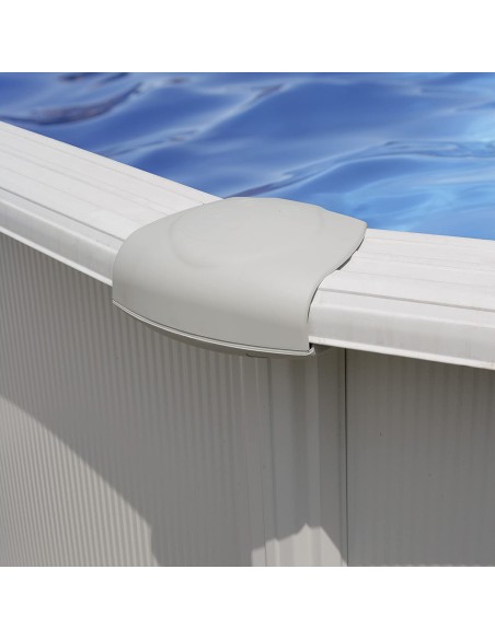 Detalle del liner azul y estructura metálica
