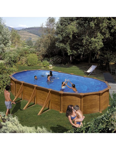 PISCINA OVALADA ASPECTO MADERA PACIFIC 120CM ALTURA