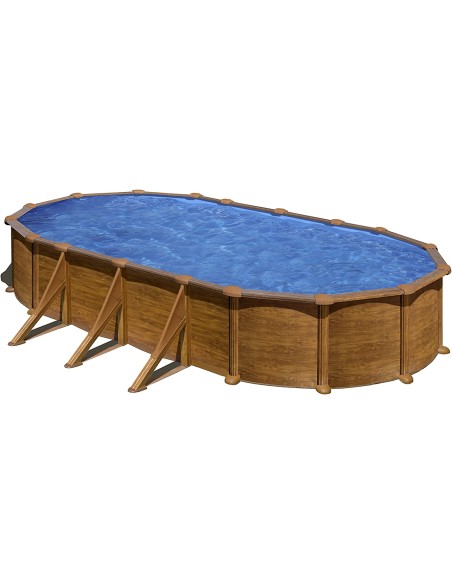 PISCINA OVALADA ASPECTO MADERA PACIFIC 120CM ALTURA