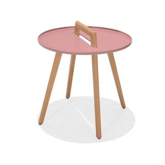 Mesa auxiliar Nassau rosa de aluminio para exterior