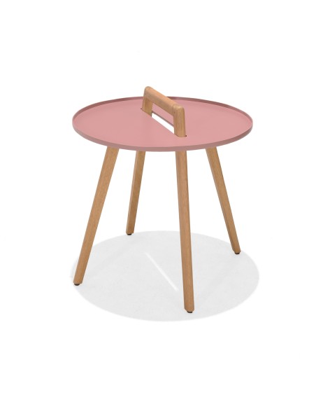 Mesa auxiliar Nassau rosa de aluminio para exterior