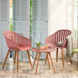 Mesa auxiliar Nassau rosa de aluminio para exterior