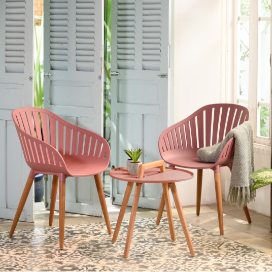 Mesa auxiliar Nassau rosa de aluminio para exterior