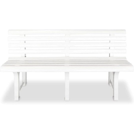 Detalle del asiento del banco de resina Orchidea color blanco