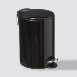 Papelera metálica negra Soft Close con pedal y cubo extraíble de 3 litros, 22,5x17x23 cm