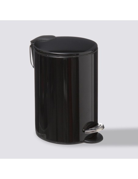 Papelera metálica negra Soft Close con pedal y cubo extraíble de 3 litros, 22,5x17x23 cm