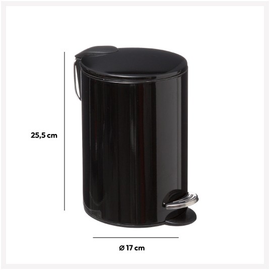 Papelera Metálica Soft Close Negra 3L