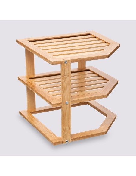 Estante de bambú de 2 niveles 25,4x23x25,4 cm para organizar objetos.