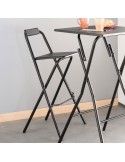 Taburete alto plegable Lounge negro con estructura de acero y asiento acolchado