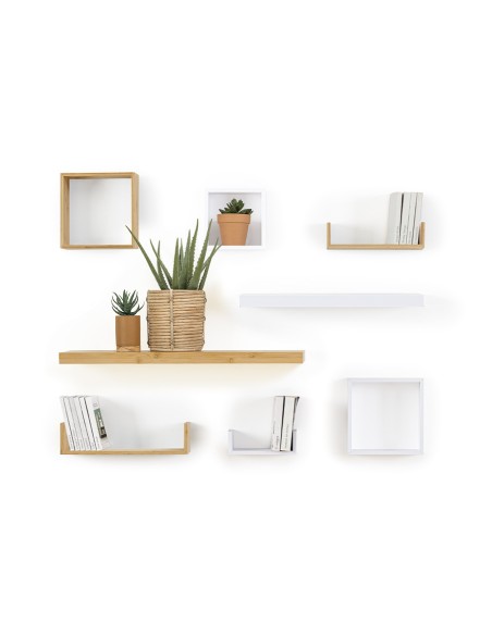 Juego de 3 Estantes Flotantes de Pared MDF Blanco