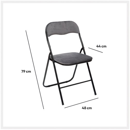 Silla Plegable de Terciopelo Gris con...
