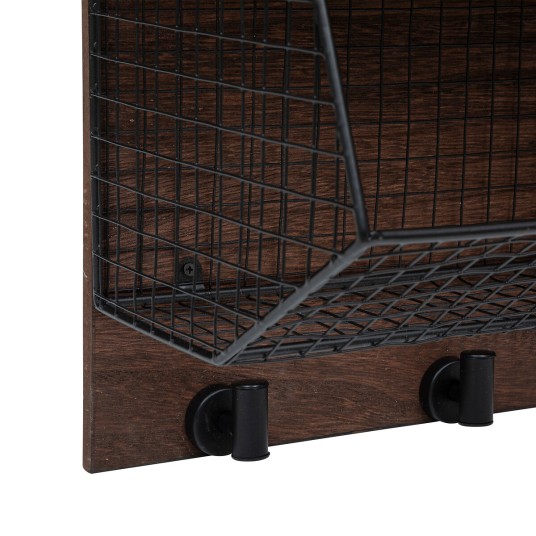 Estantería vintage de madera y malla...