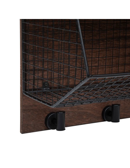 Estantería vintage de madera y malla metálica